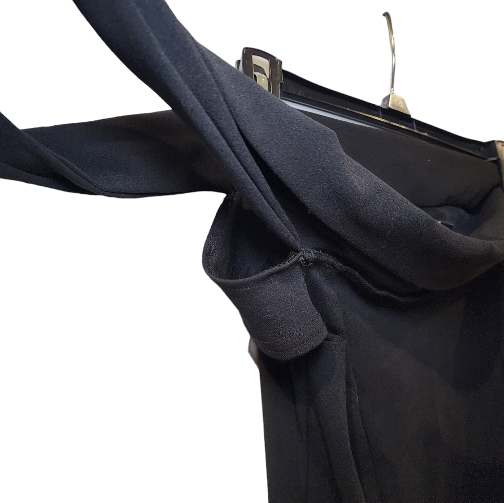 Boohoo Bardot tie detail midi dress, black, little black dress, nwt, size 4 - Picture 4 of 9
